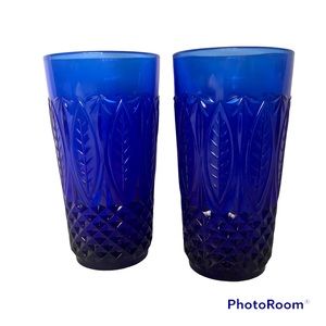 2 Avon Sapphire Blue Coolers Tumblers. Cobalt color. VGUC.